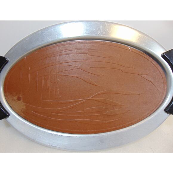 Server Tray West Bend Aluminum Platter Roaster Boiler Ducks Cat Tails Design VTG - Picture 2 of 13